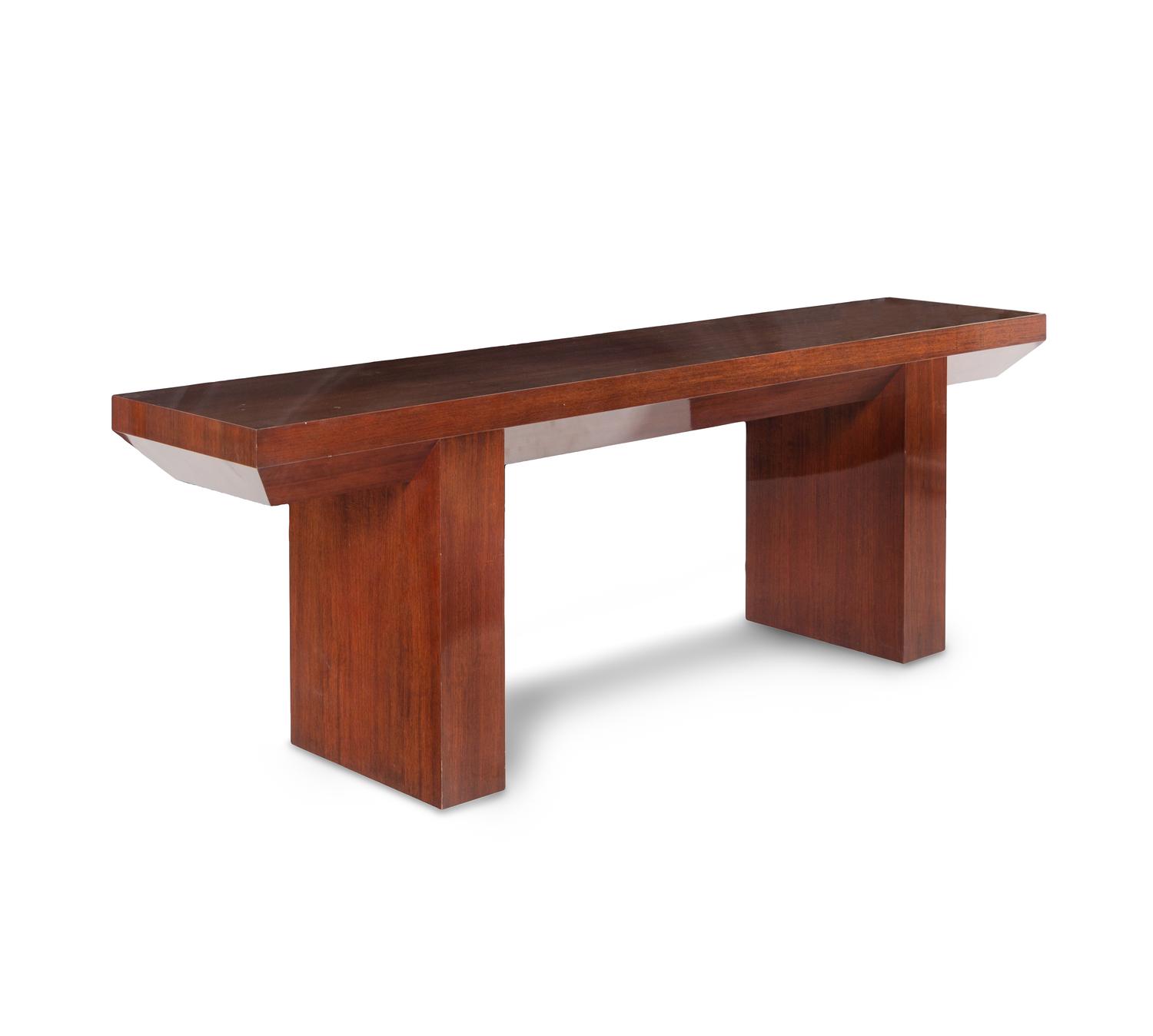 A Mahogany Veneer Console Table Attributed to Dakota Jackson