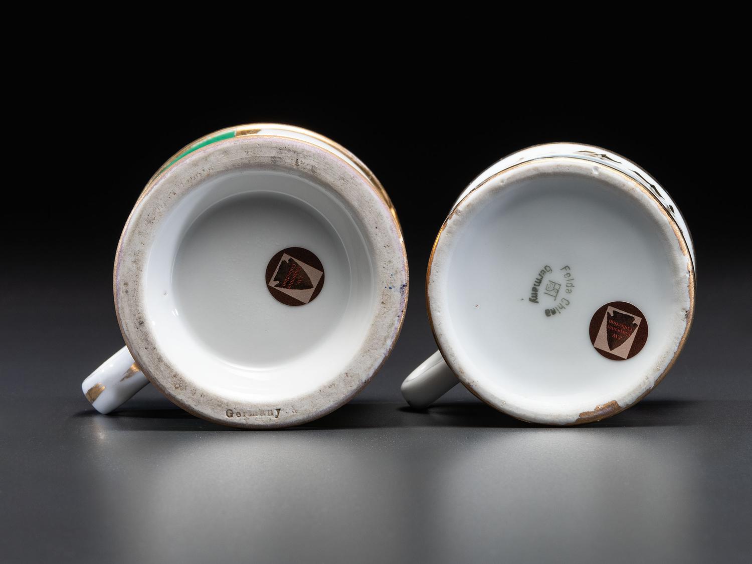 Two Laborer's Porcelain Occupational Shaving Mugs