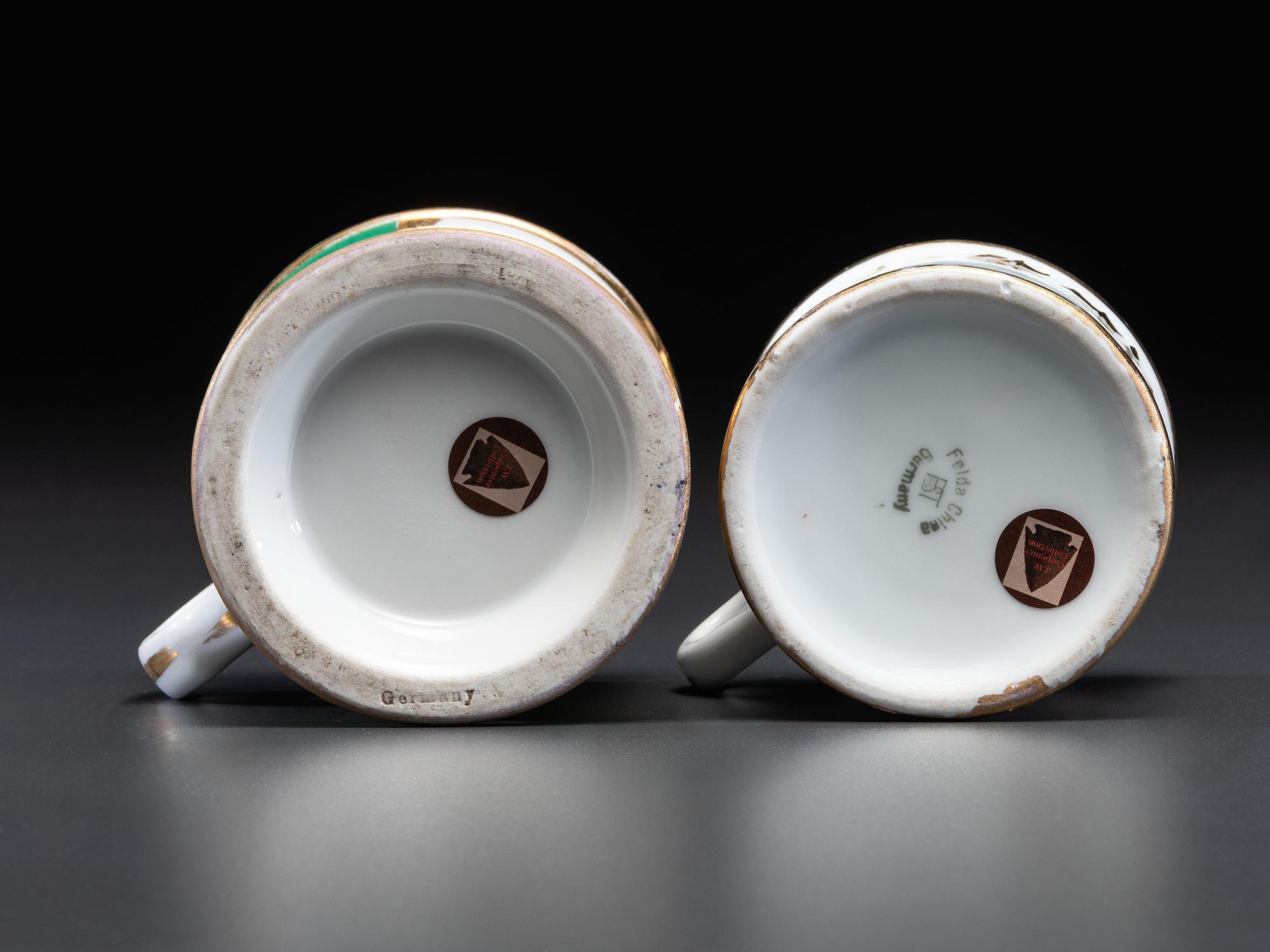 Two Laborer's Porcelain Occupational Shaving Mugs