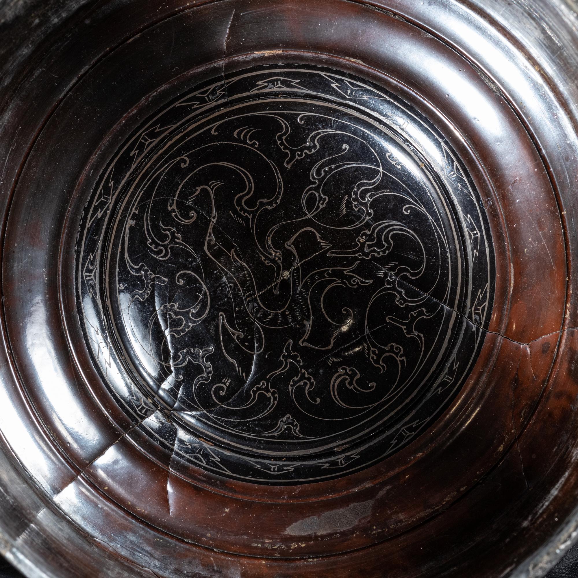 A Set of Silver and Gilt Bronze Inlaid Black Lacquered Lian -Form Cosmetic Boxes