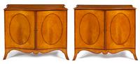 A Pair of George III Style Satinwood Commodes Height 33 x width 41 x depth 21 inches. — CIRCA 1880