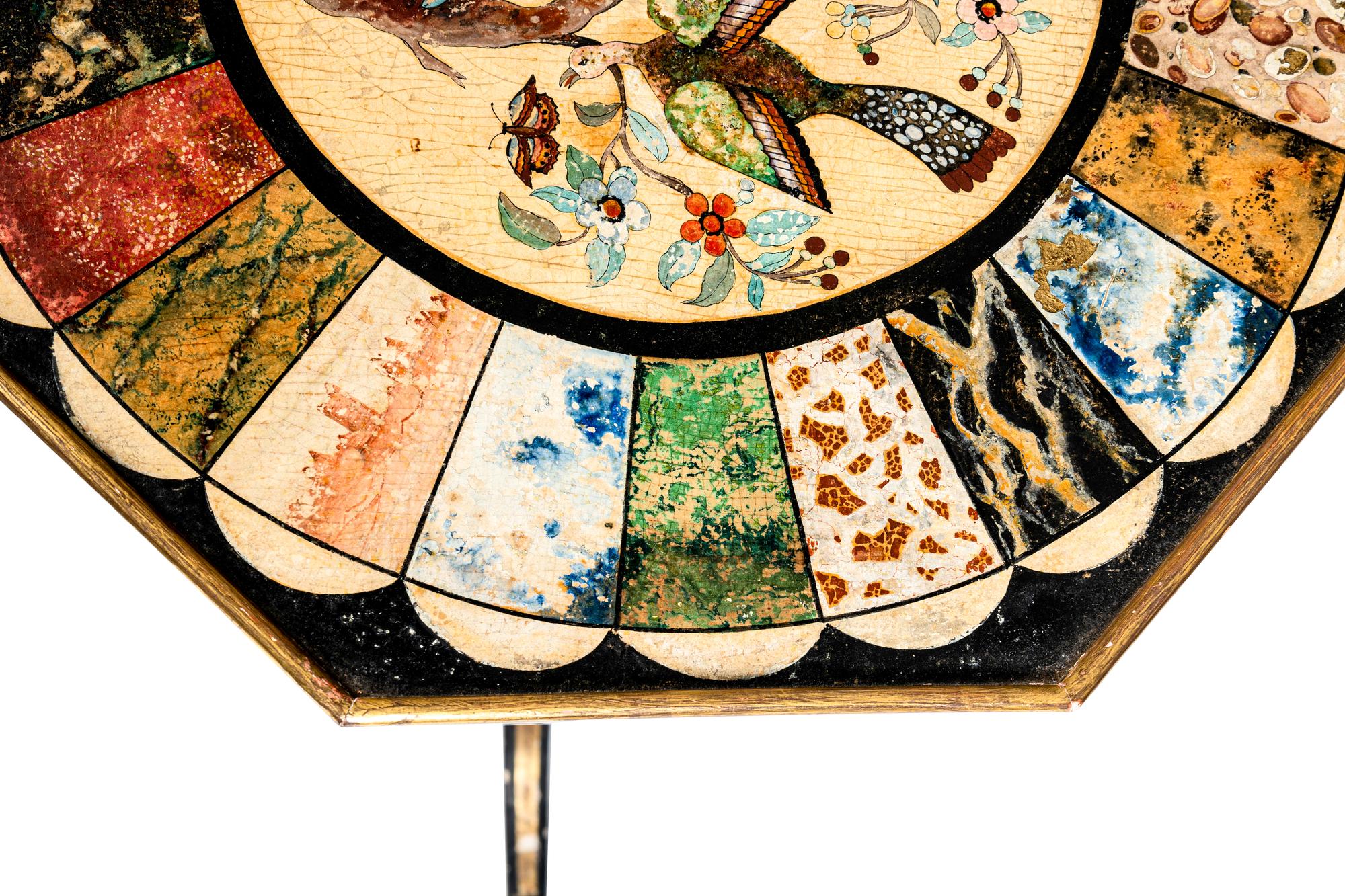 A George III Polychrome Painted and Parcel-Gilt Side Table