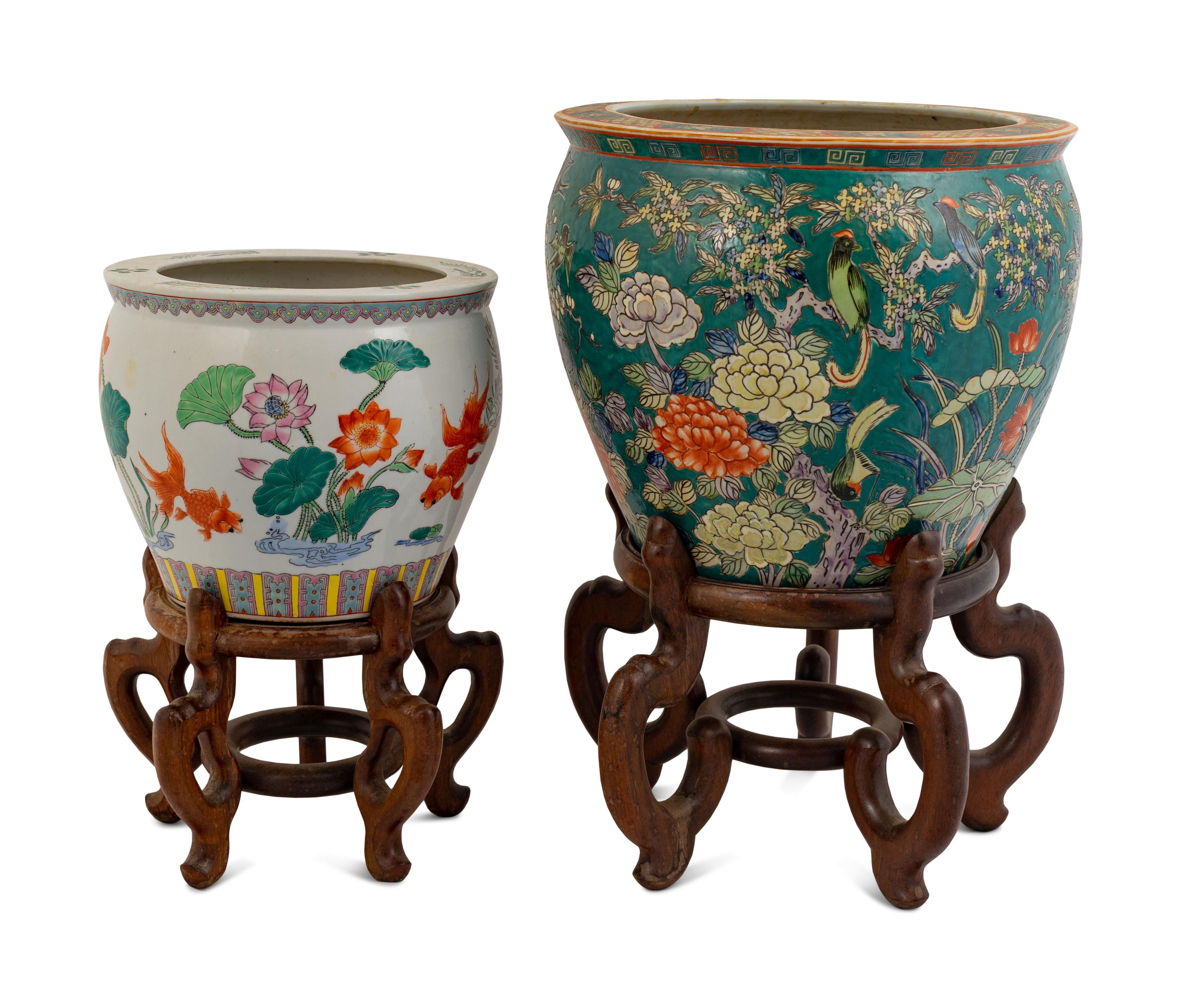Two Chinese Famille Rose Porcelain Jardinières