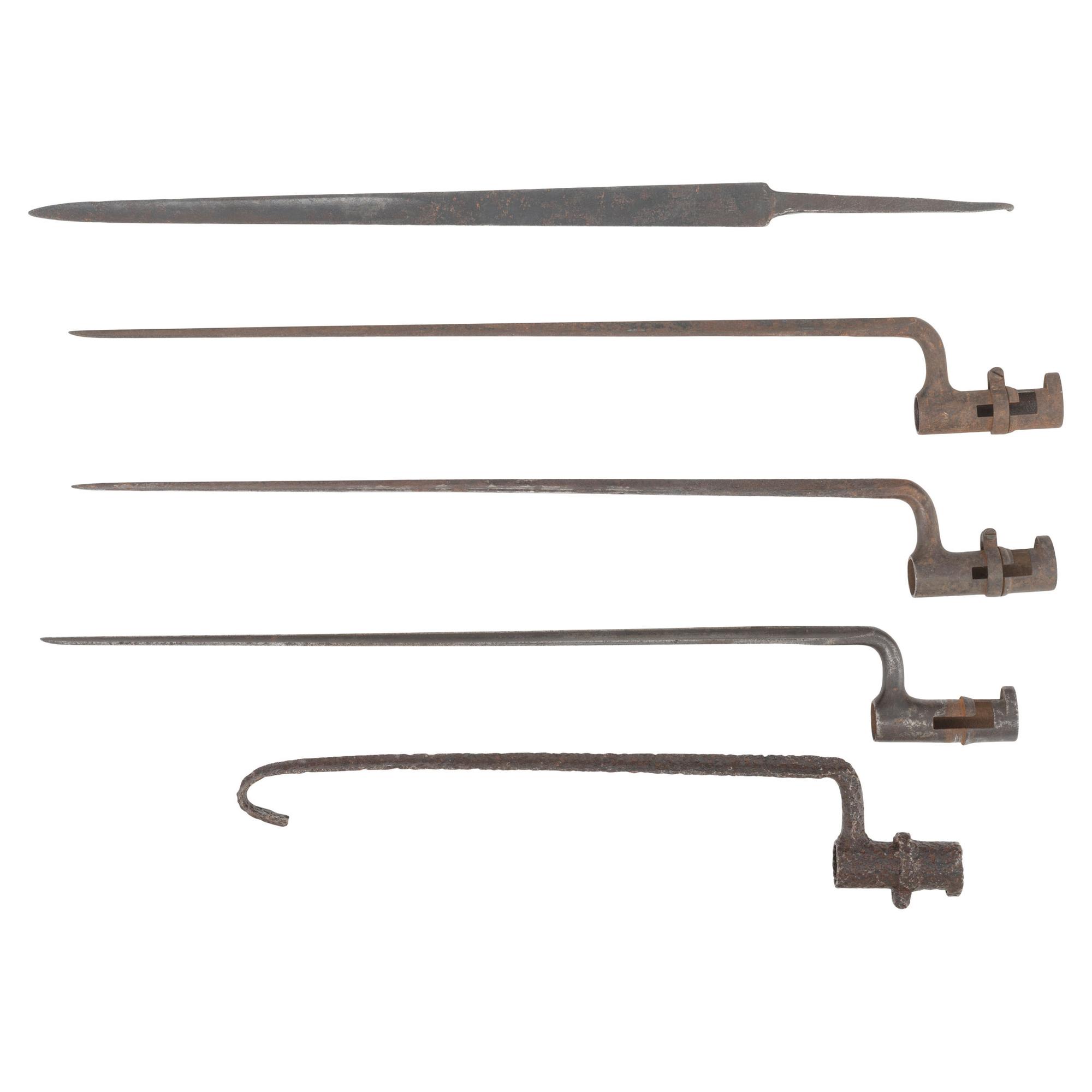 5 Relic US Socket Bayonets including ones altered to Pike and Body Hook
