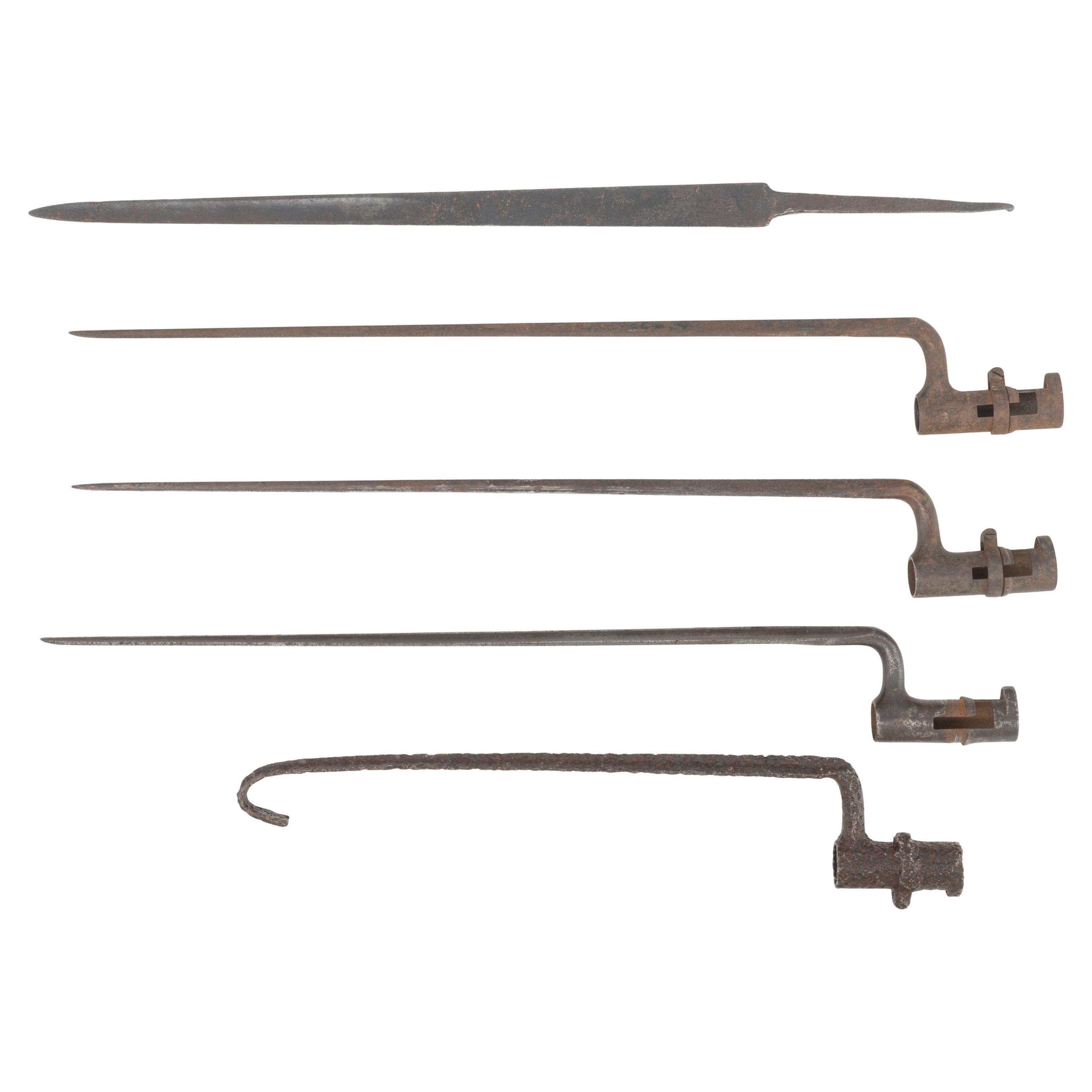 5 Relic US Socket Bayonets including ones altered to Pike and Body Hook