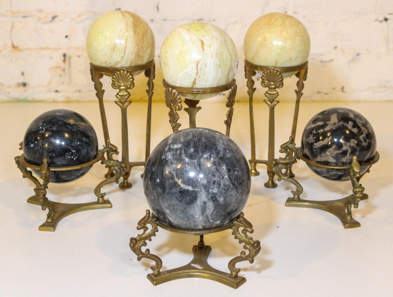 Six Various Stone Spheres Diameter of largest 5 inches.
