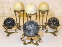 Six Various Stone Spheres Diameter of largest 5 inches.