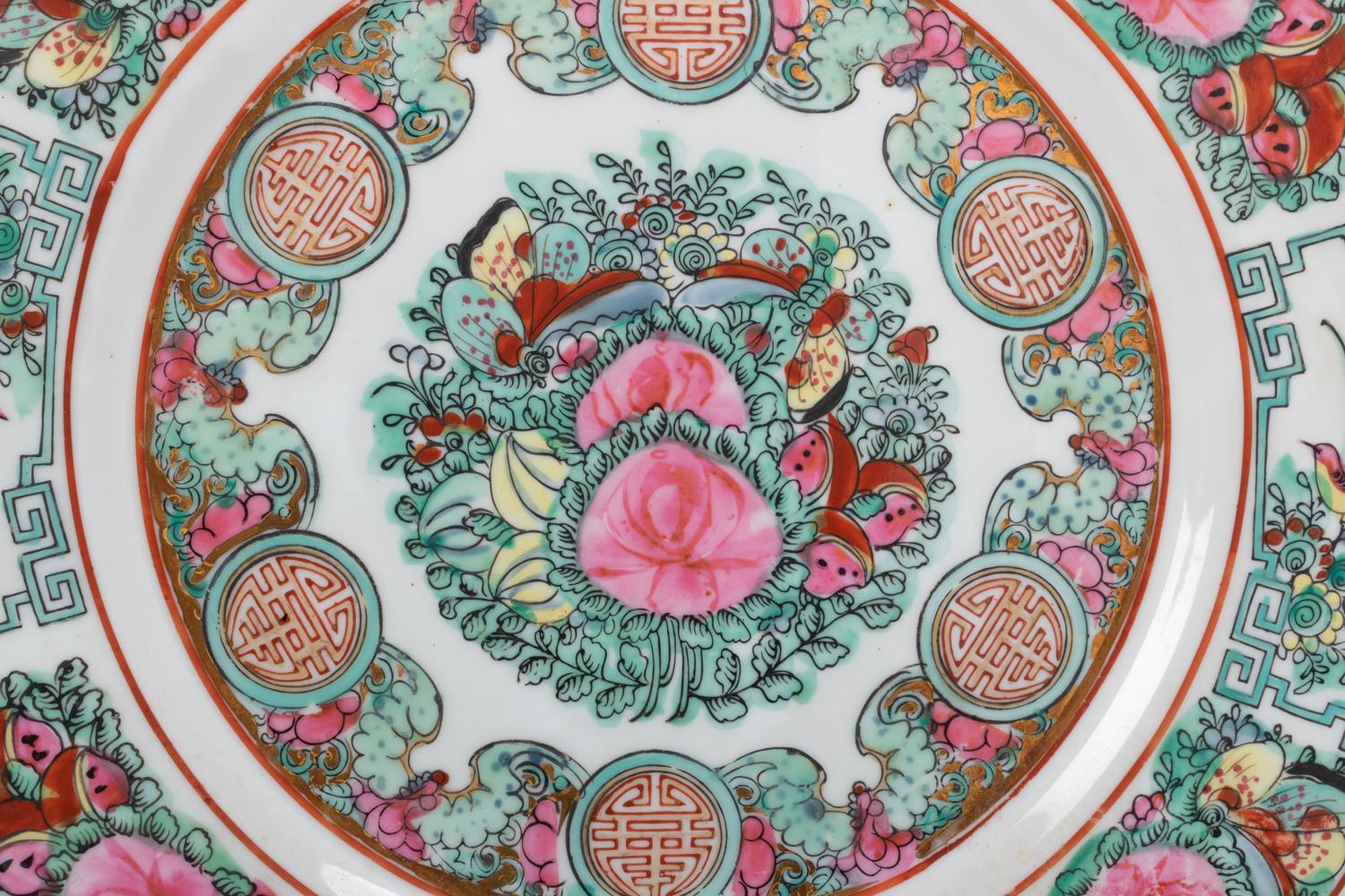 Six Chinese Export Porcelain Plates and Two Blue and White Bowls