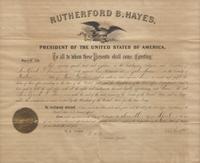 [Presidential] Hayes, Rutherford B. Partially-Printed Document, signed