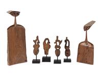 A Group of Six African Carved Wood Articles
