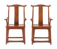 A Pair of Chinese Elmwood Armchairs, Sichutouguanmaoyi