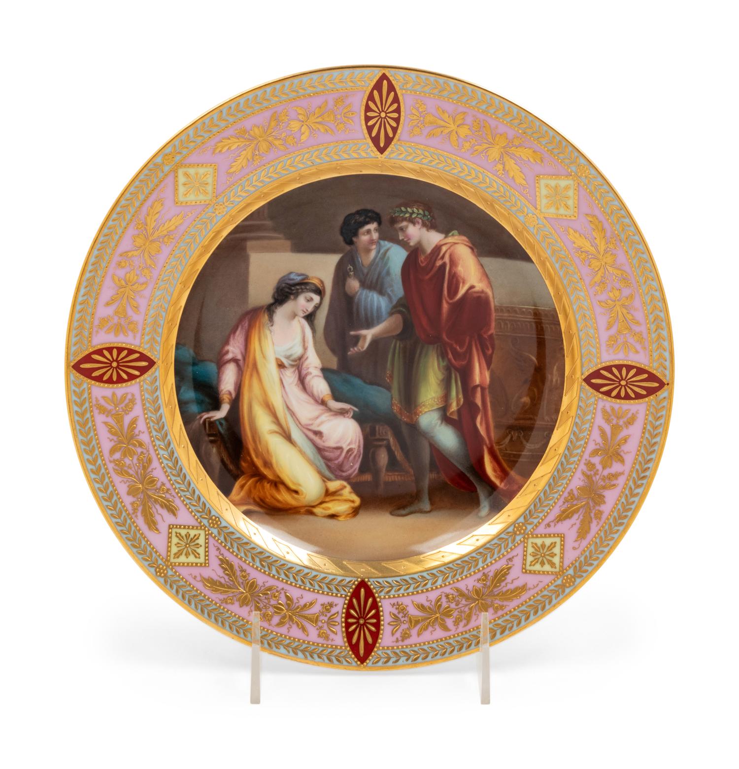 A Vienna Painted and Parcel Gilt Porcelain Cabinet Plate
