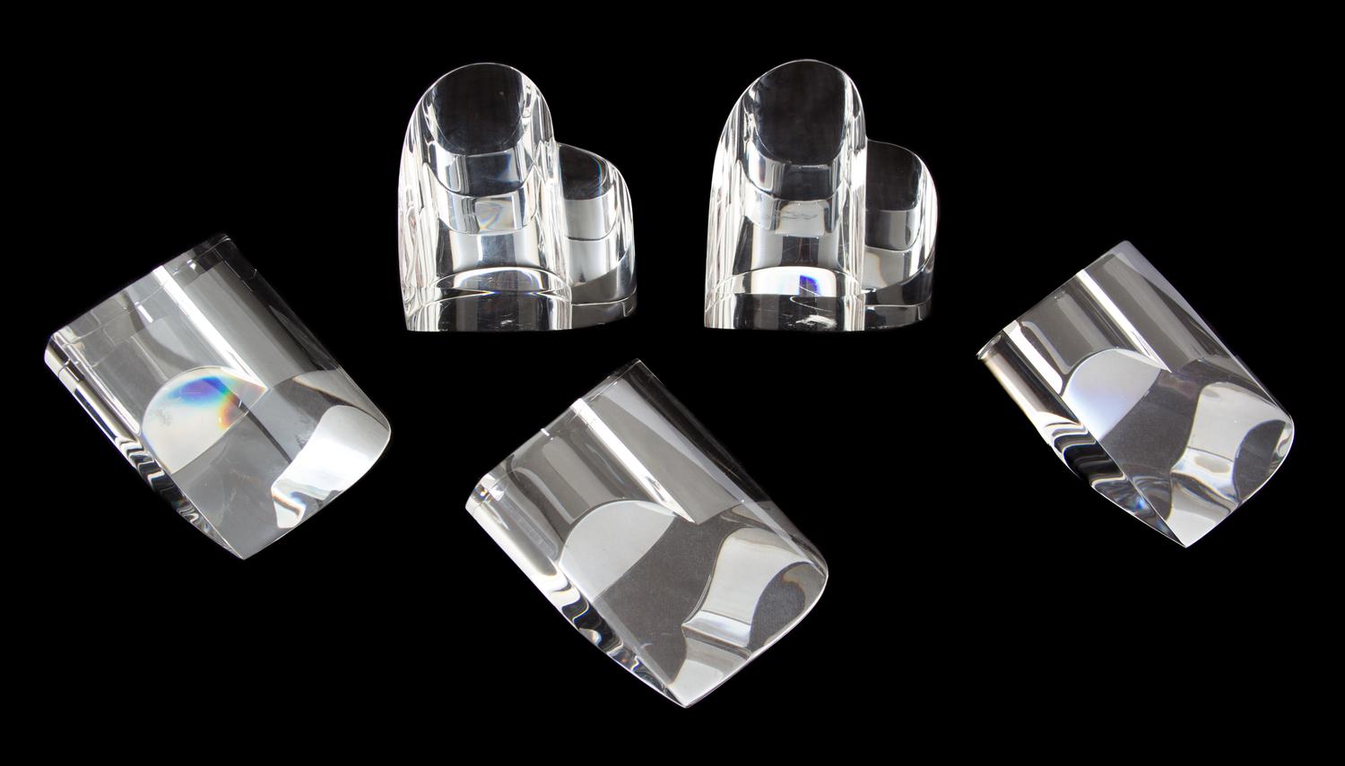 A Group of Five Steuben Crystal Hearts Height of taller 3 1/2 inches. — 20TH CENTURY