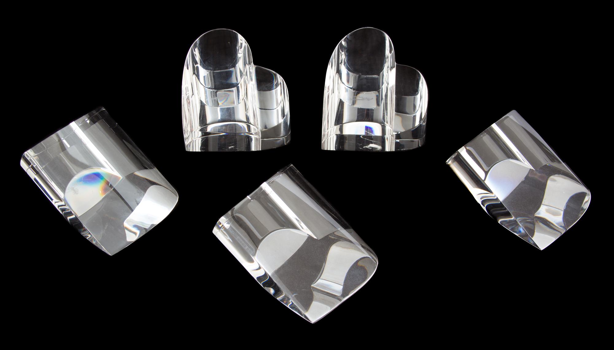 A Group of Five Steuben Crystal Hearts Height of taller 3 1/2 inches. — 20TH CENTURY