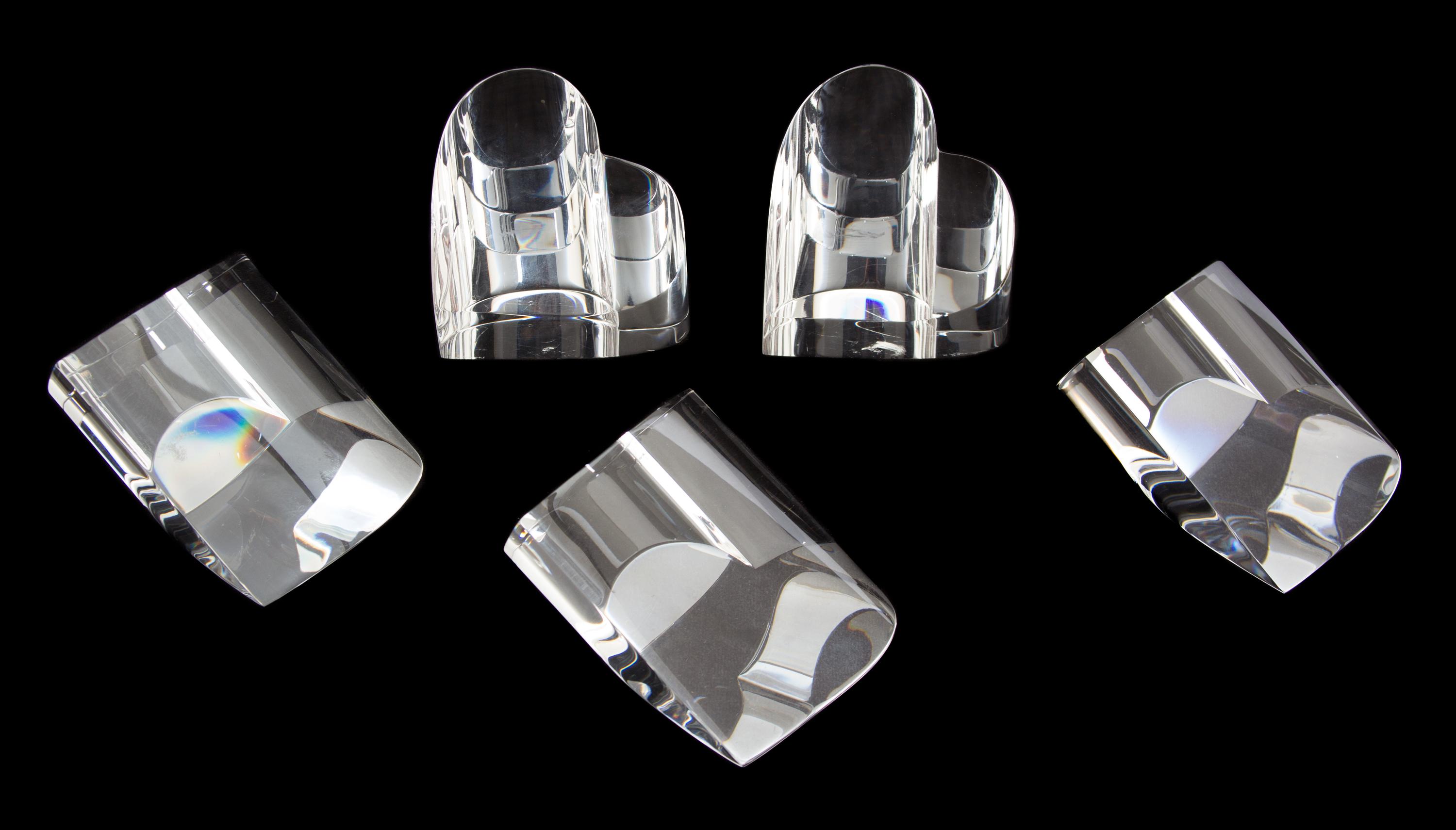 A Group of Five Steuben Crystal Hearts Height of taller 3 1/2 inches. — 20TH CENTURY