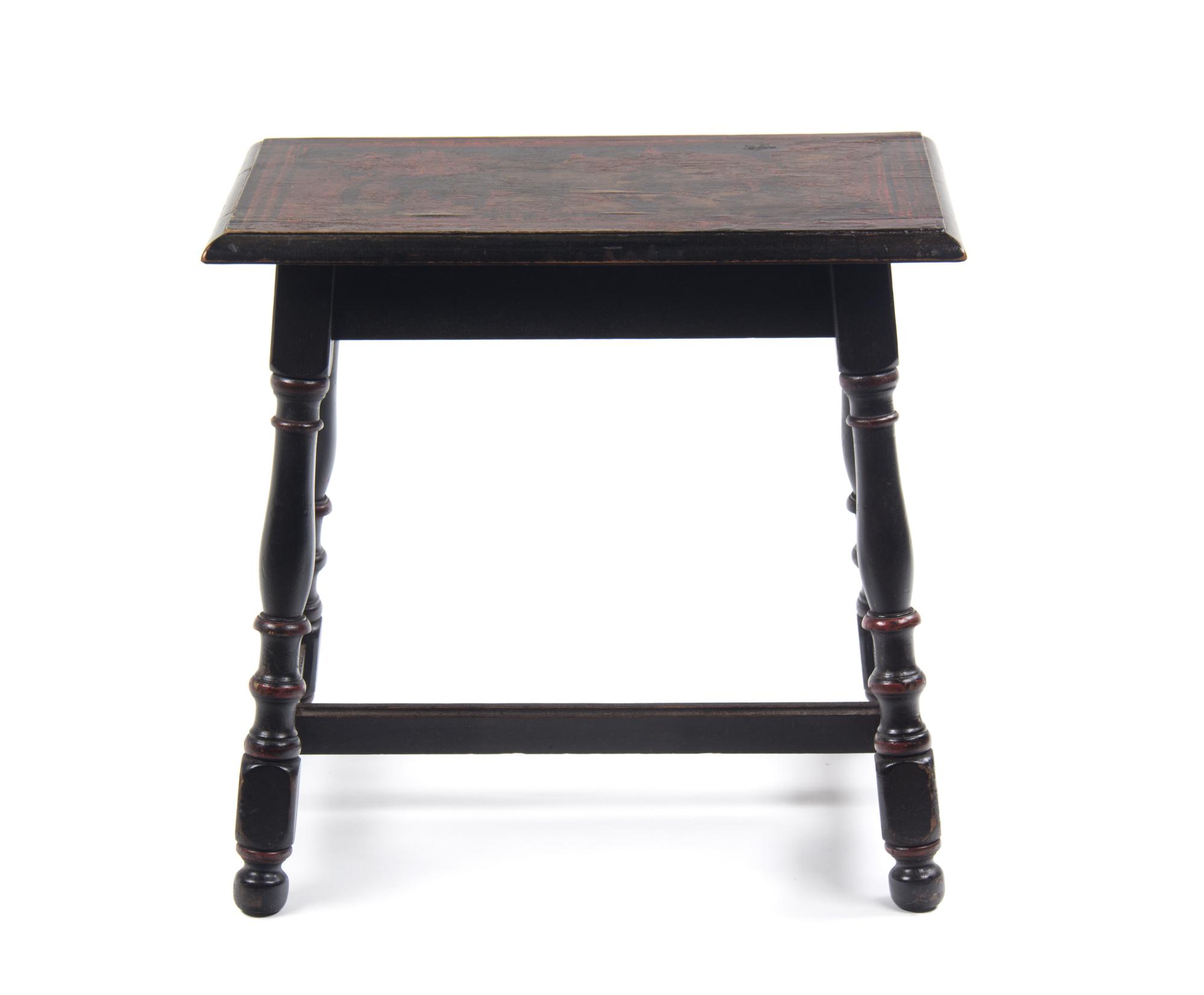 A Continental Painted Stool Height 19 x width 20 x depth 12 1/2 inches.