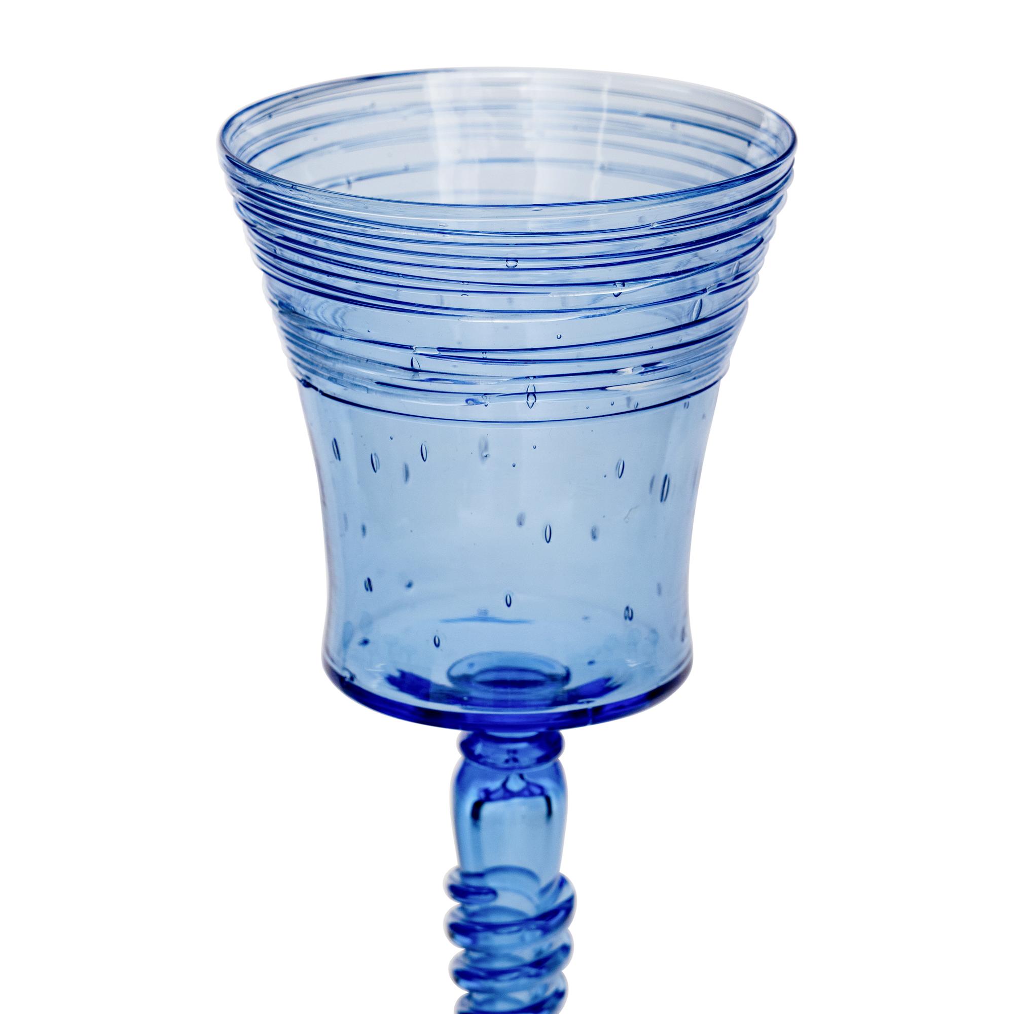 A Set of Ten Steuben Threaded Glass Wine Stems