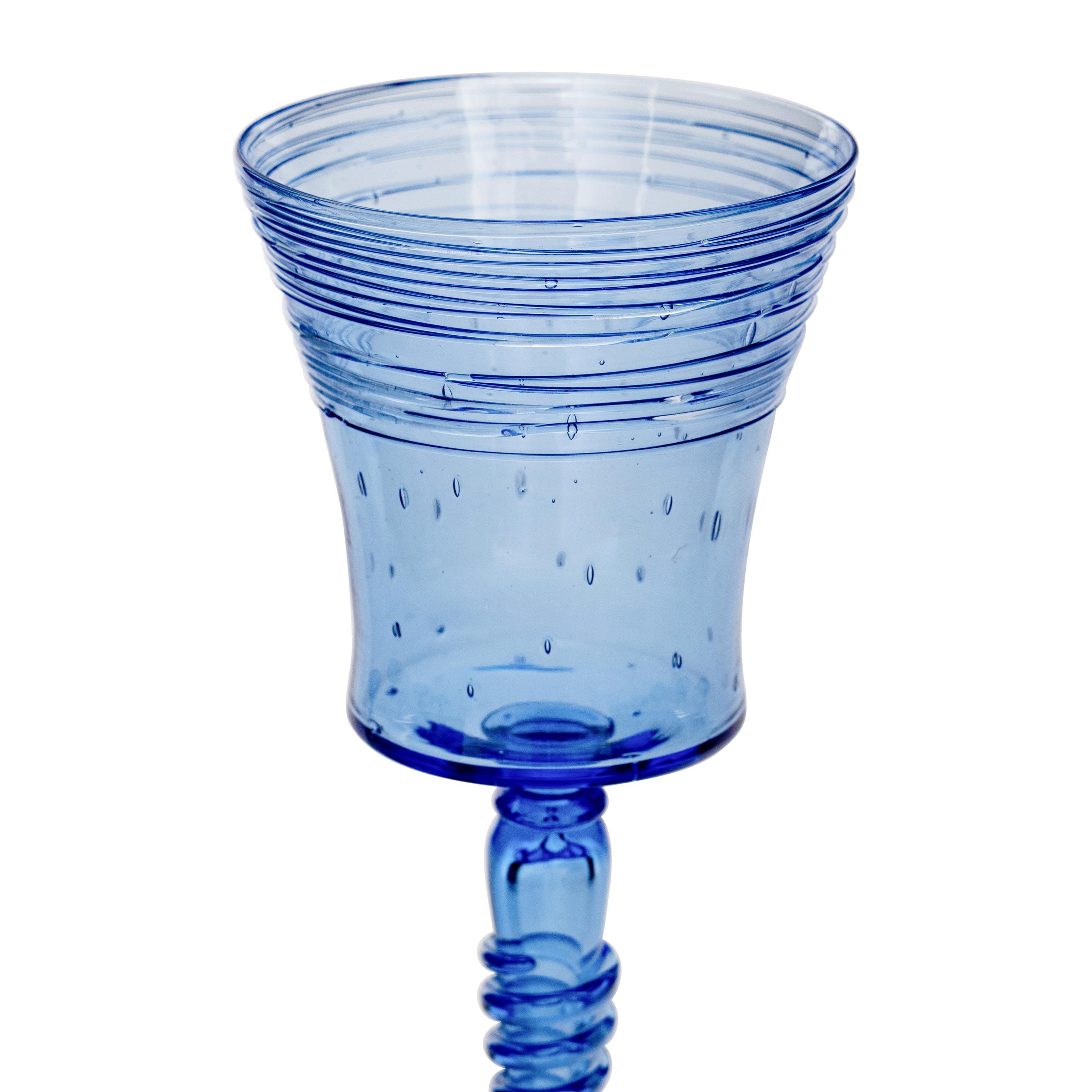 A Set of Ten Steuben Threaded Glass Wine Stems