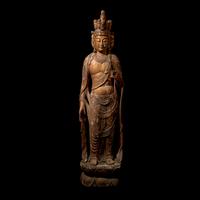 A Large Japanese Carved Giltwood Figure of Kannon