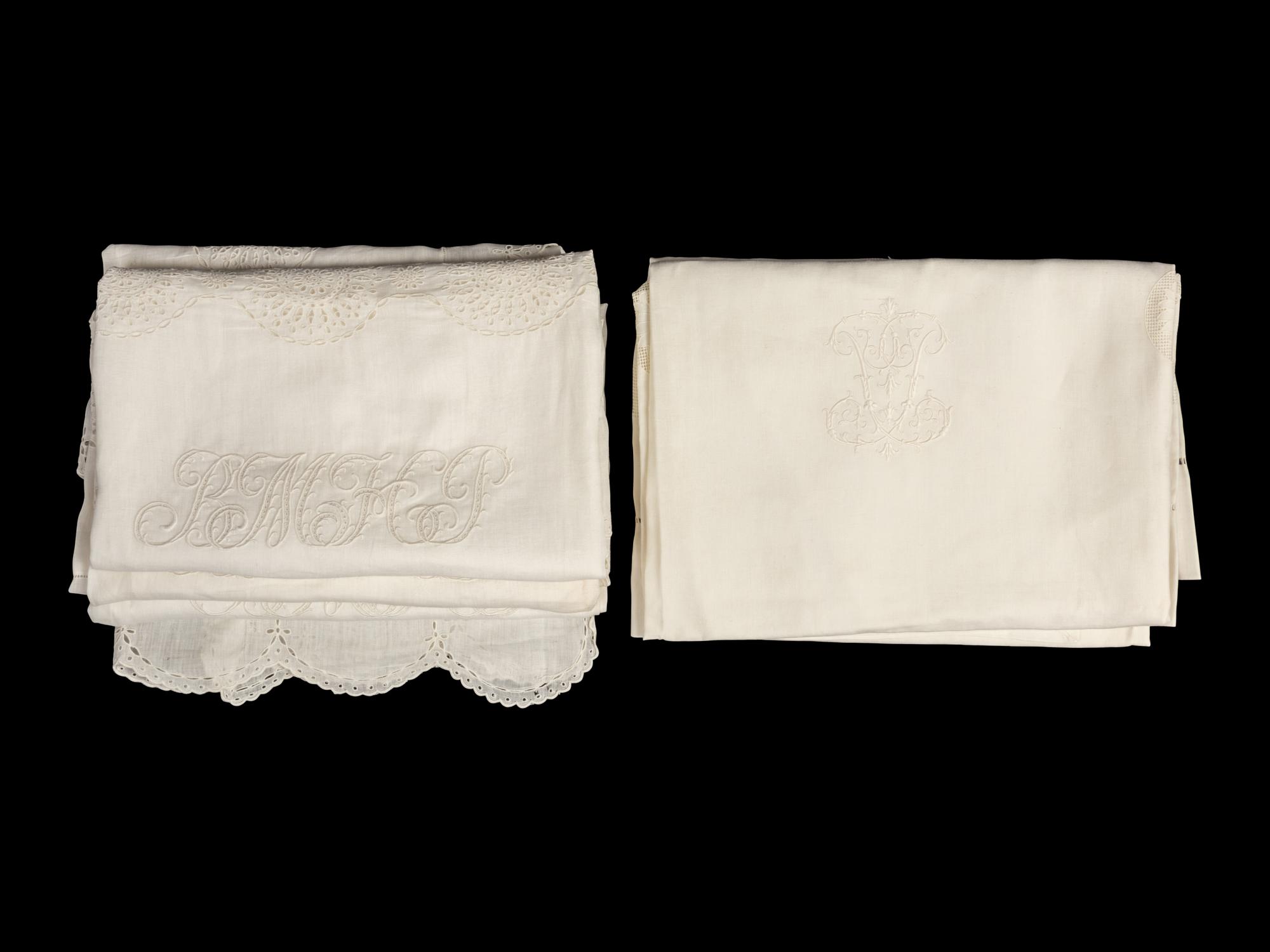 Two Sets of Palmer Family Sheets Embroidered with "BMHP" & "PP", 19th Century
