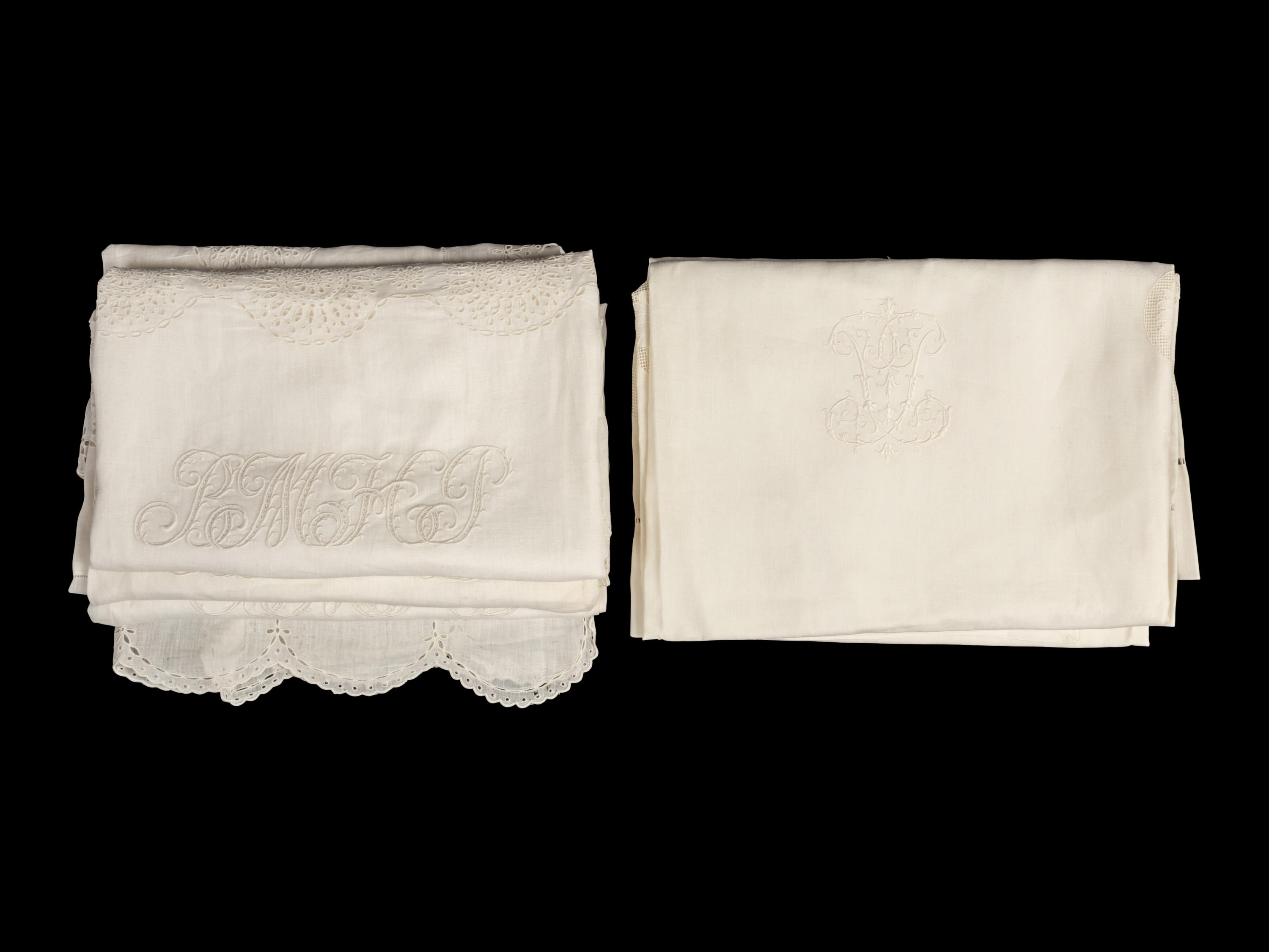 Two Sets of Palmer Family Sheets Embroidered with "BMHP" & "PP", 19th Century