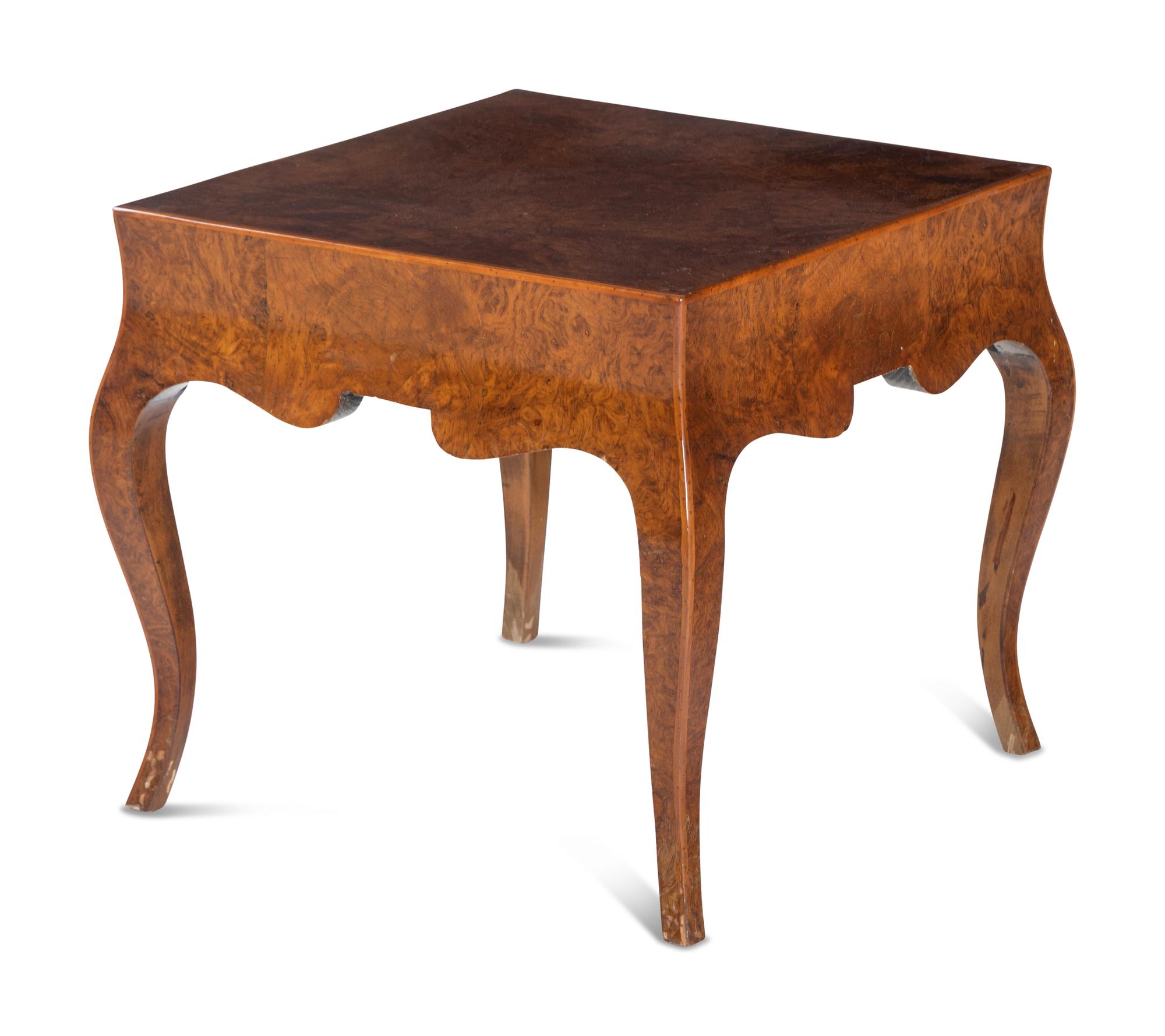 An Italian Burl Olivewood Side Table