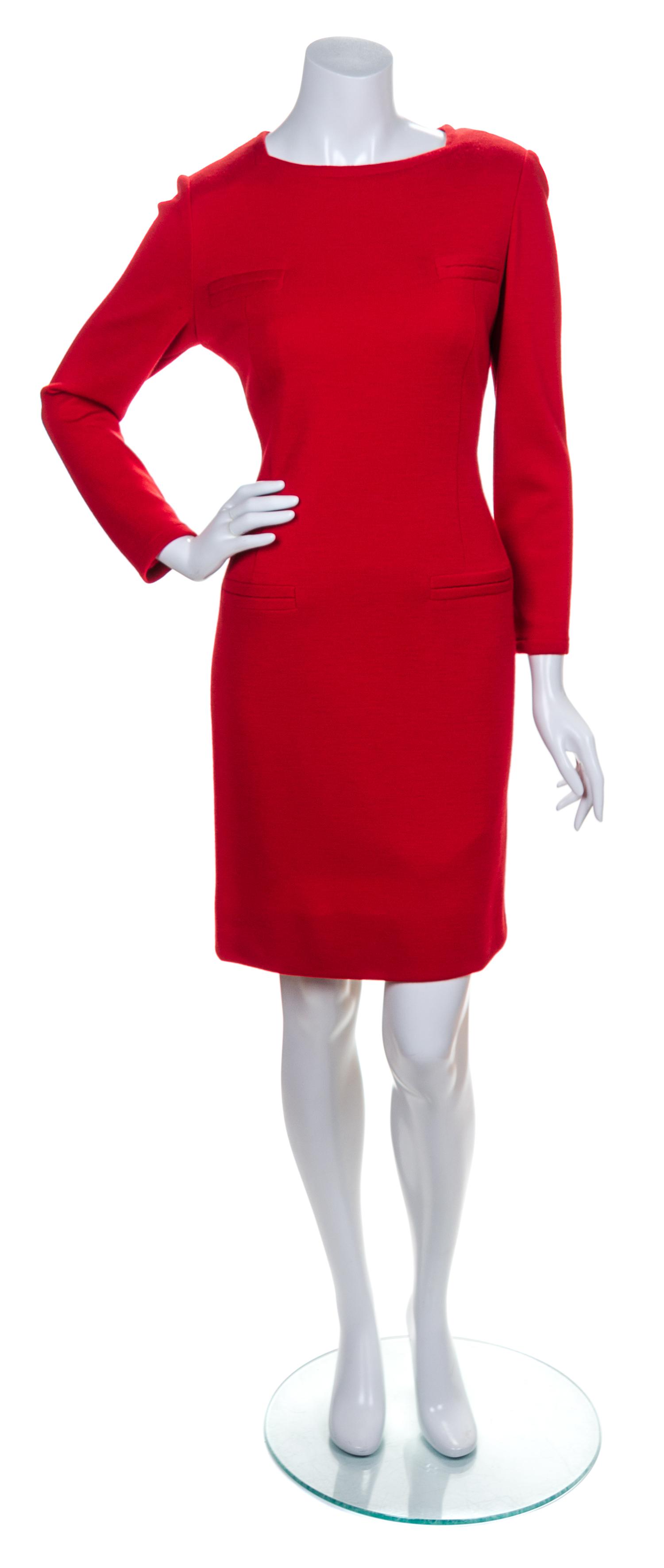 A Bill Blass Red Wool Dress,