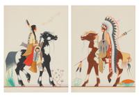 untitled pair, mother and child AND warrior on horseback