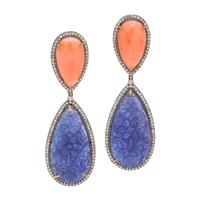 SAPPHIRE AND CORAL DROP EARRINGS