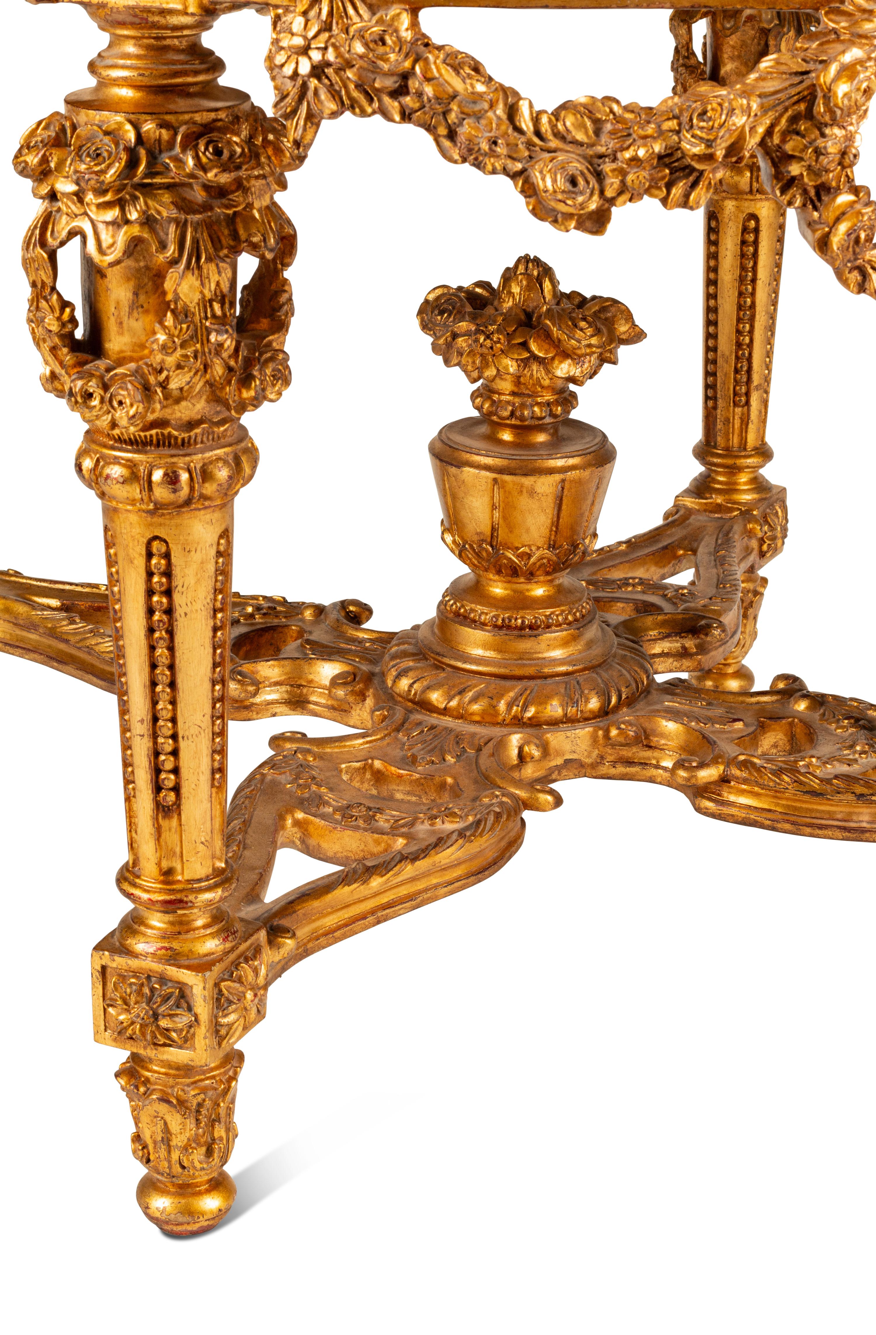 A Continental Giltwood Center Table with a Chinese Lacquer Top