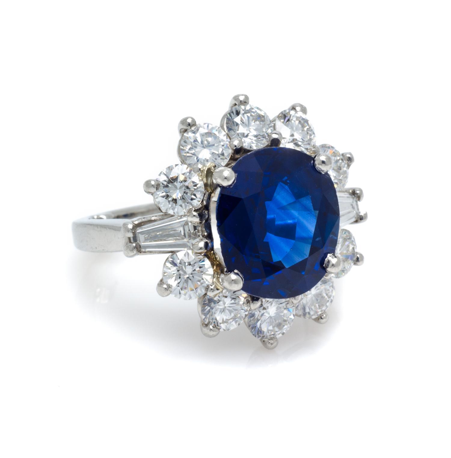 A Platinum, Sapphire and Diamond Ring, 7.30 dwts.