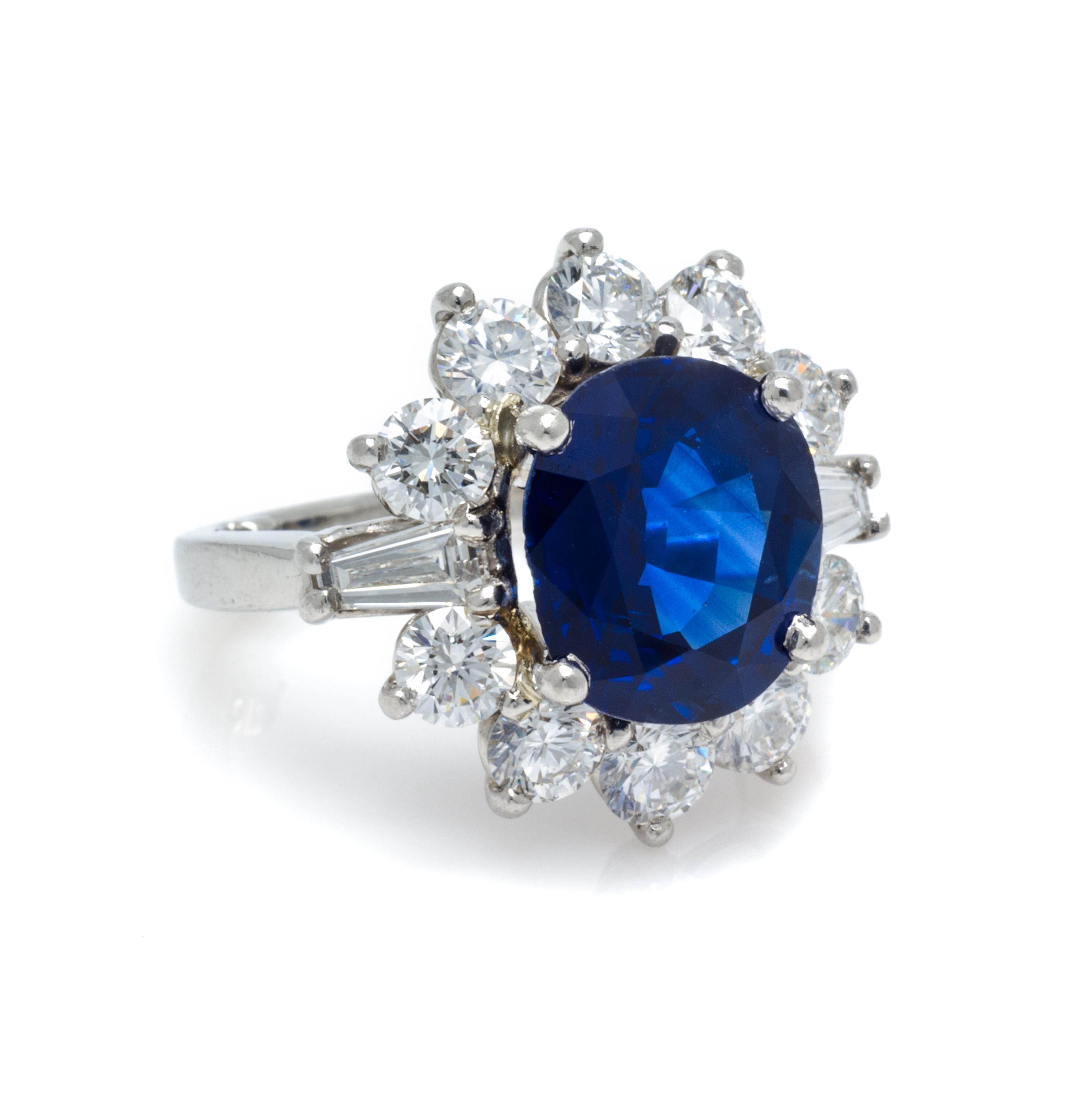 A Platinum, Sapphire and Diamond Ring, 7.30 dwts.