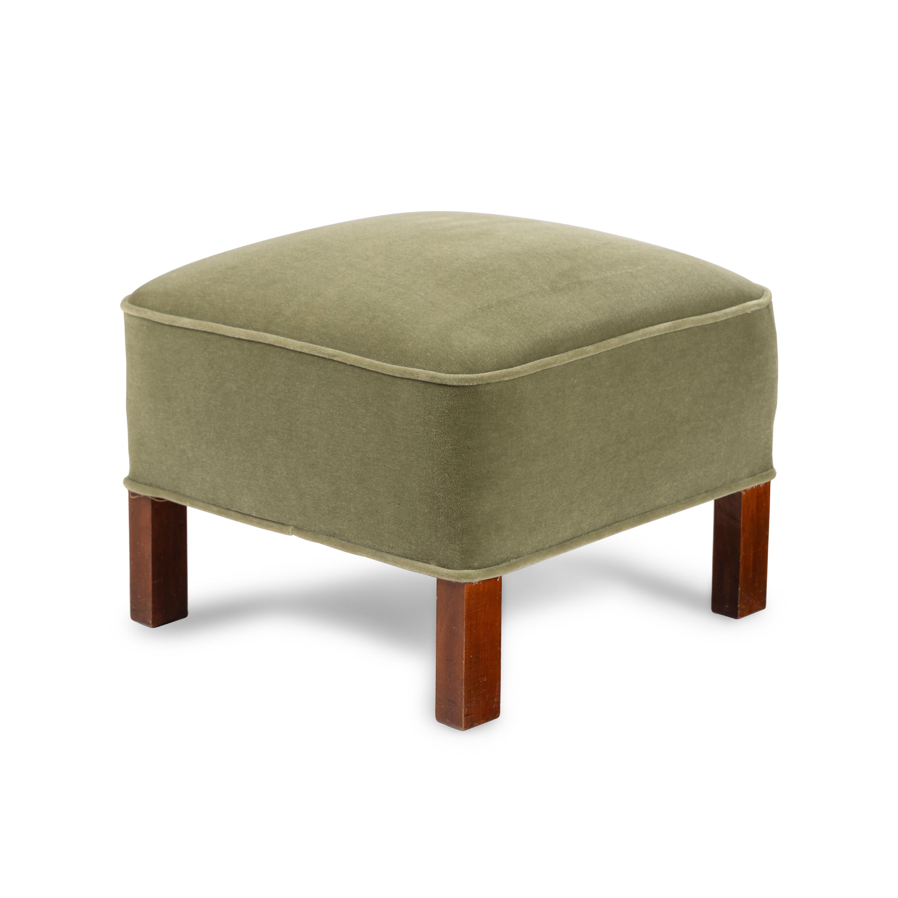A Pair of Art Deco Armchairs and Stool