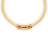 RUBY AND DIAMOND SLIDE PENDANT WITH YELLOW GOLD OMEGA CHAIN