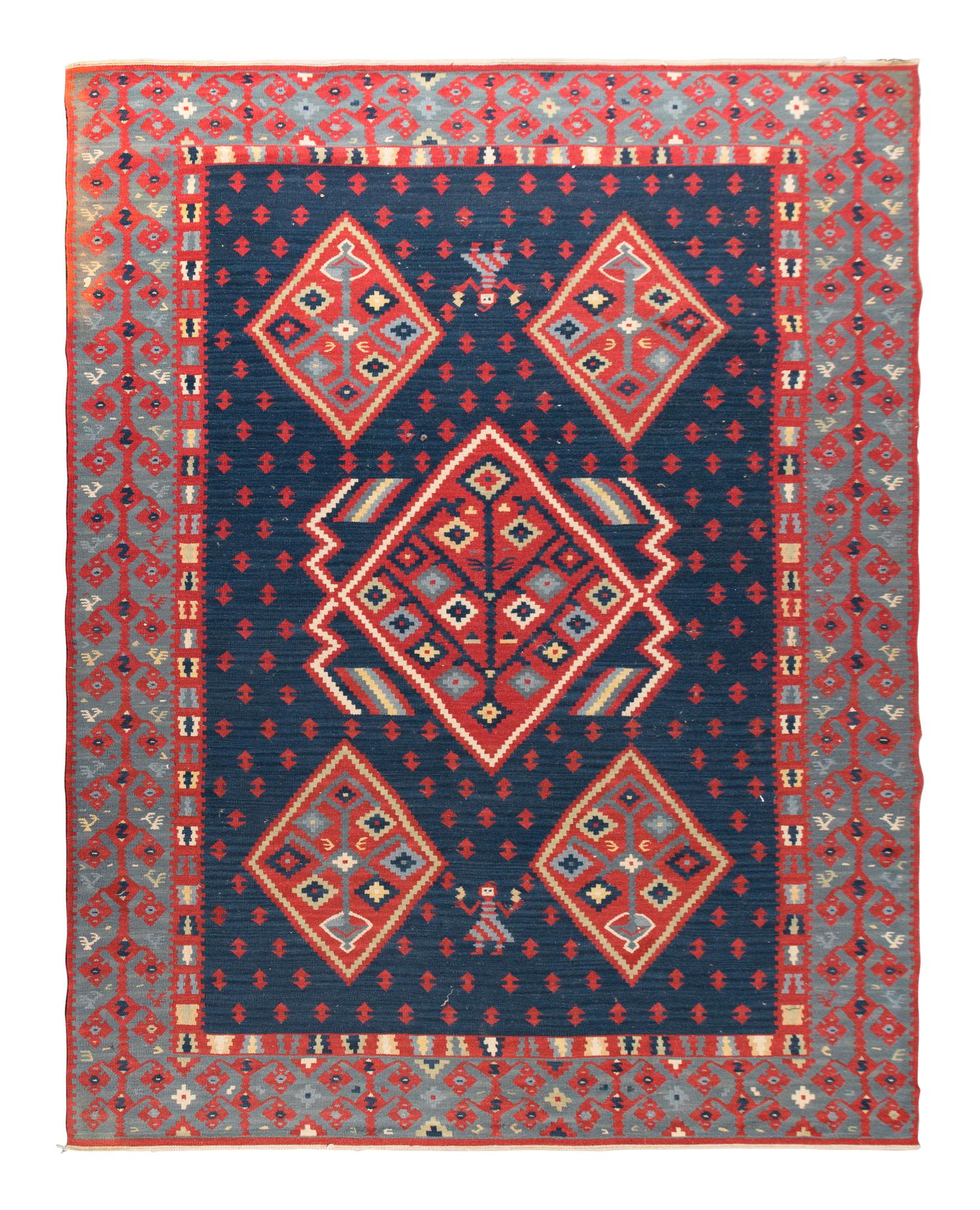 A Balkan Kilim Wool Rug