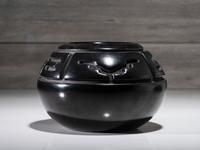 Carved Blackware Pottery Jar