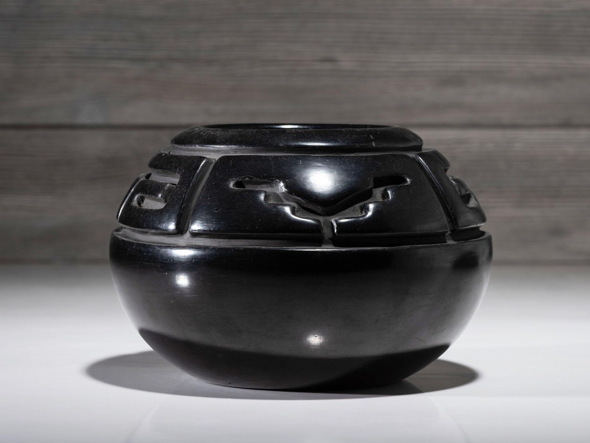 Carved Blackware Pottery Jar