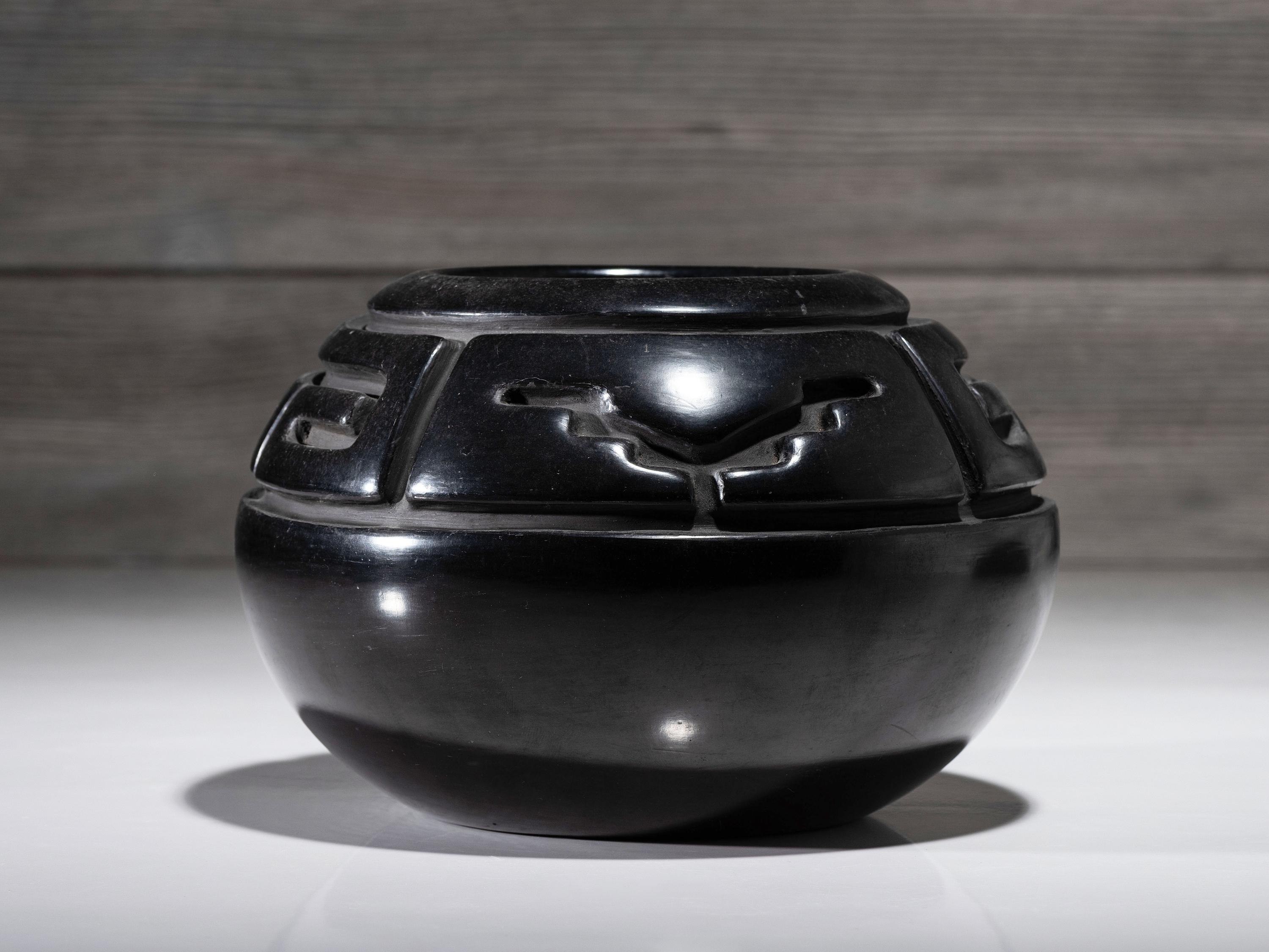 Carved Blackware Pottery Jar