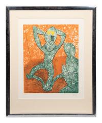 Pecheur sur la plage and Baj chez Picasso 11 (a pair of works), 1962 and 1969