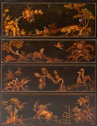A Pair of George III Style Black Japanned Bookcase Chests