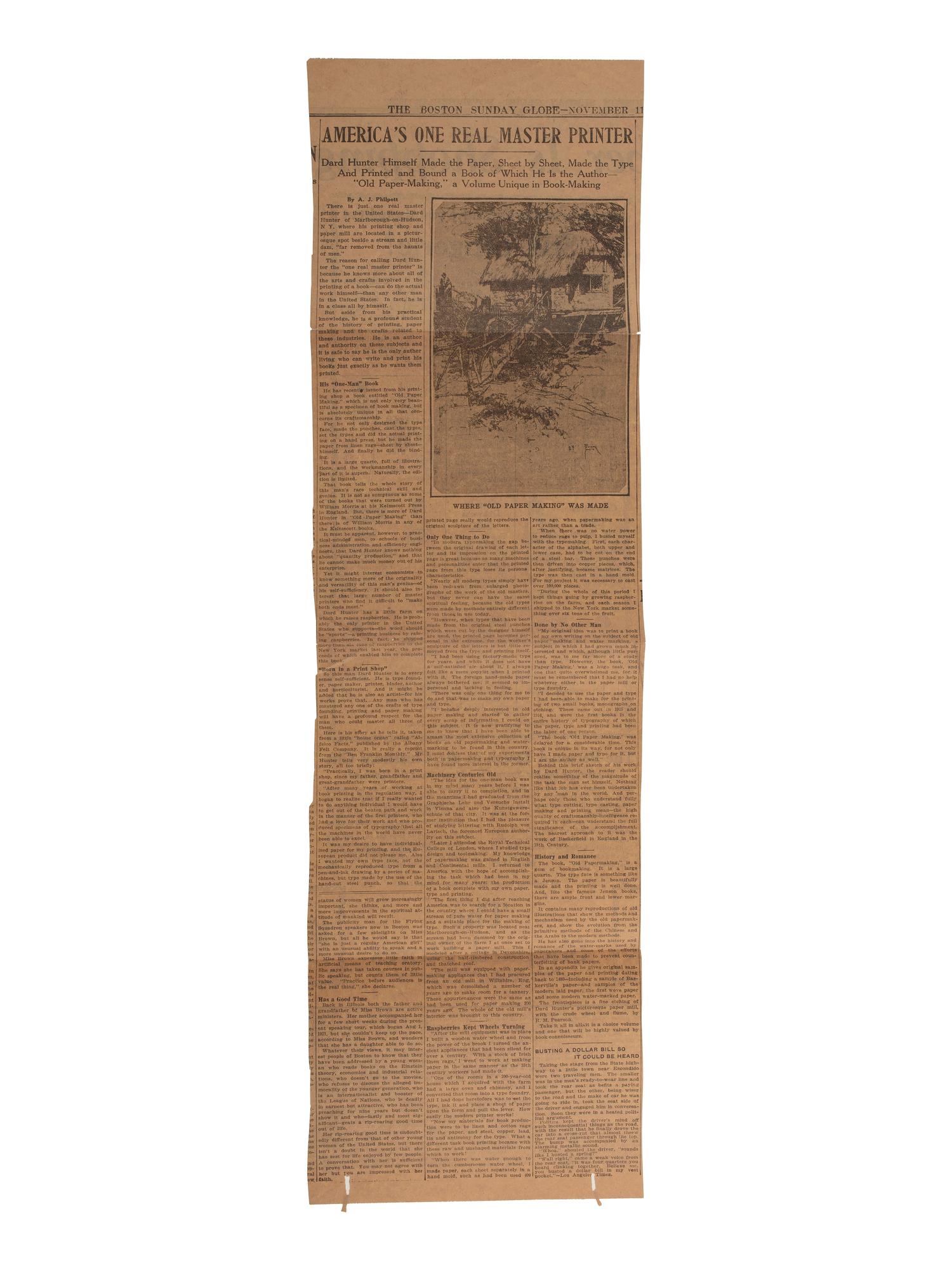 [HUNTER, Dard (1883-1966)]. Watermark portrait of Dard Hunter. [Paris]: [Perrigot-Masure], [1922].