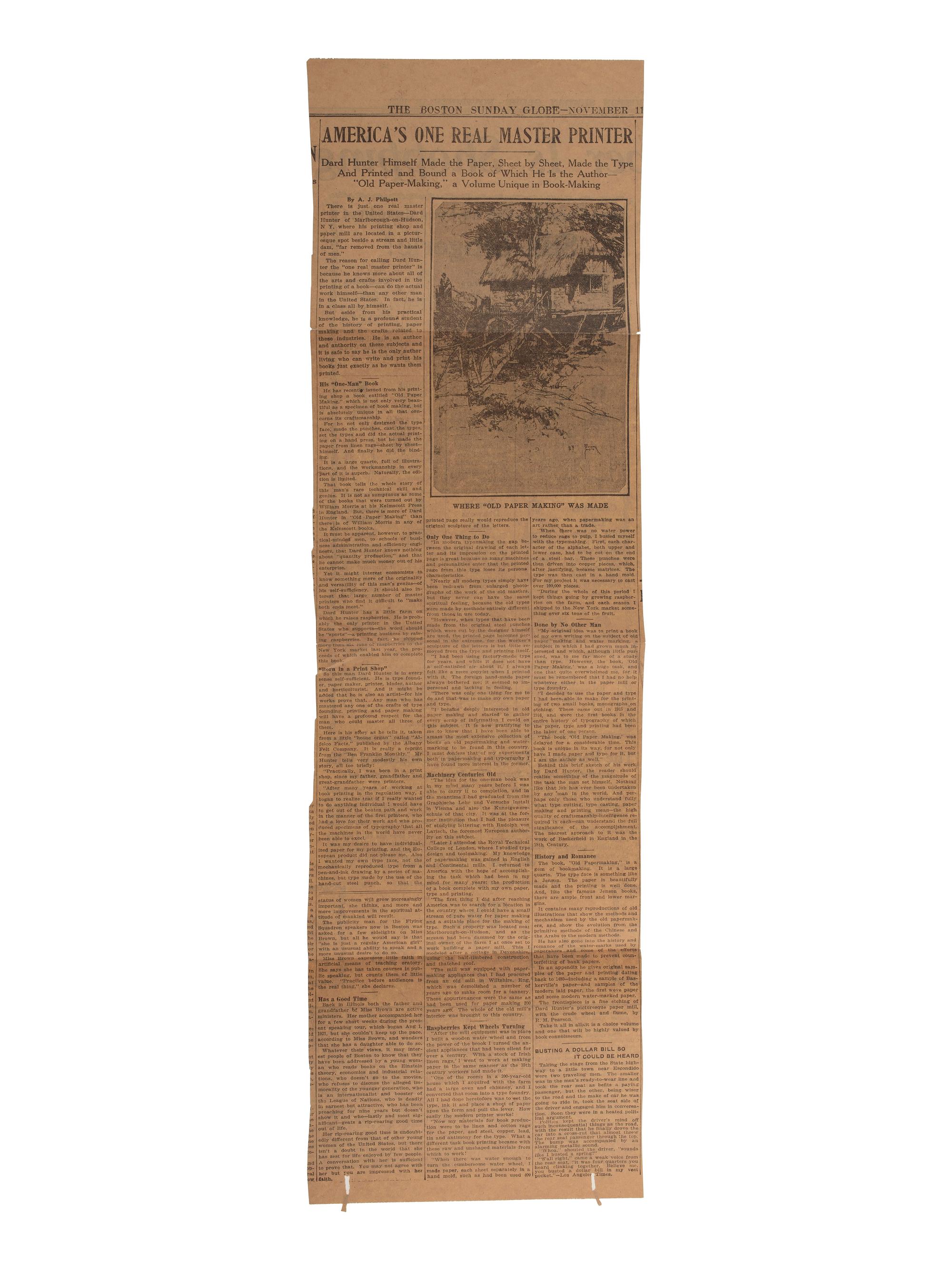 [HUNTER, Dard (1883-1966)]. Watermark portrait of Dard Hunter. [Paris]: [Perrigot-Masure], [1922].