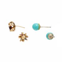 Yellow Gold, Garnet, and Seed Pearl Stud Earrings and Turquoise Earrings