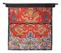Two Chinese Embroidered Silk 'Dragon' Panels