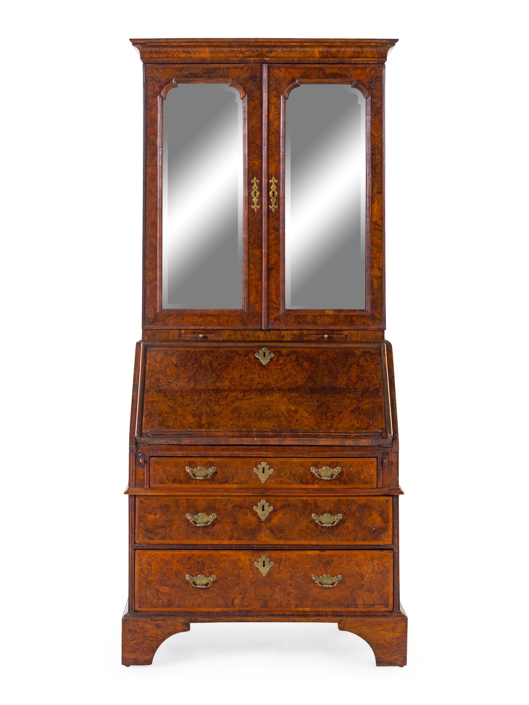A George II Walnut Secretary Bookcase