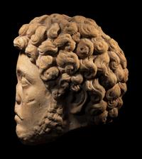A Roman Marble Portrait Head of Marcus Aurelius from a Relief