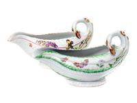Two Worcester Porcelain Leaf-Molded Sauceboats — 18TH CENTURY