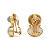 Elizabeth Locke, Venetian Glass, Aquamarine, and Yellow Gold Earrings