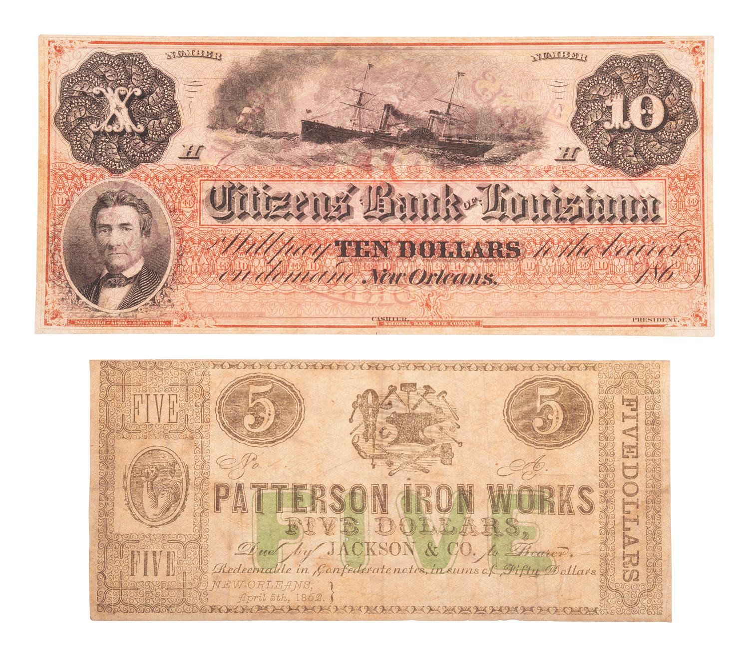 [CONFEDERATE - CURRENCY]. A variety of Louisiana notes, including: