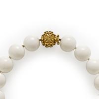 Yellow Gold and Cacholong Bead Necklace